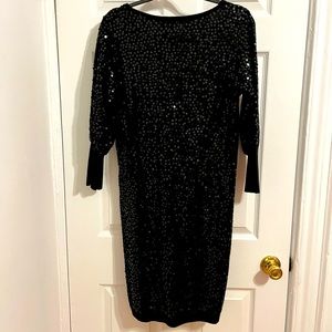 Vintage 1980’s Kenar Black Sequin Sweater Dress